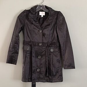 Forever 21 Girls Ruffle Collar Dot Print Trench Style Jacket Small Flaw